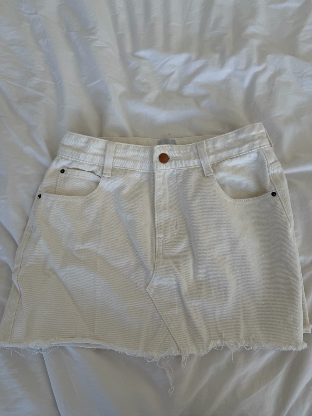 Princess Polly White Denim Mini Skirt